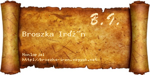 Broszka Irén névjegykártya